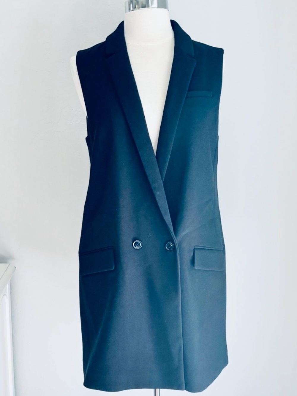 Banana Republic Women Double-Breasted Black Vest Blazer, Size 6